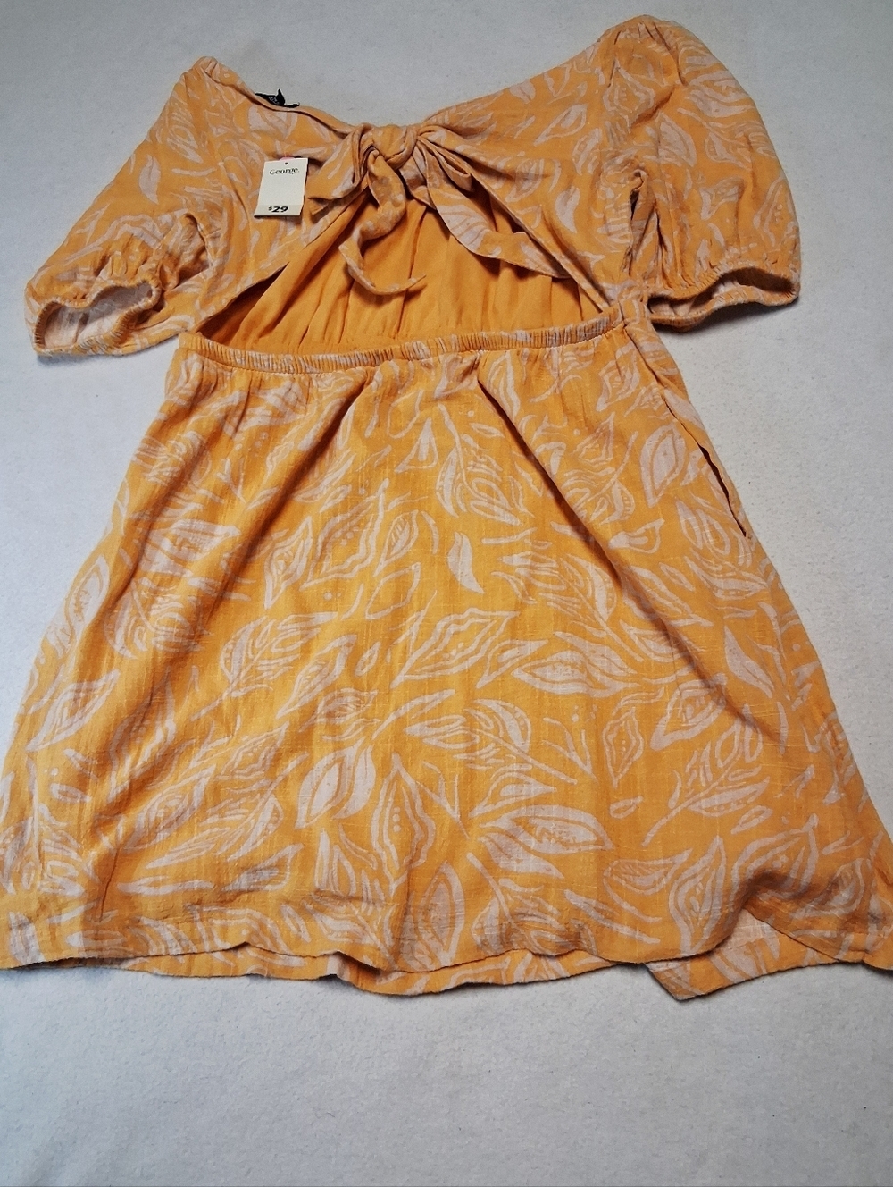 George Yellow Leaf-Print Two-Piece Dress